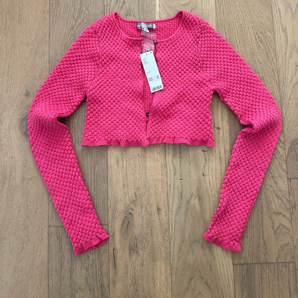 Urban Outfitters Pink Textured Crop Top L